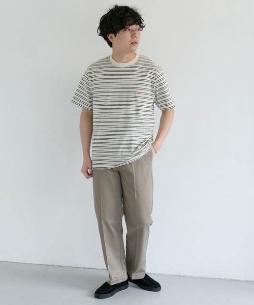 DANTON(ダントン)の「DANTON クルーネック半袖ボーダーポケットTシャツ(Tシャツ/カットソー・メンズ・ホワイト系その他/ブルー系その他/ブラウン系その他・42/40/38)」の13枚目の写真