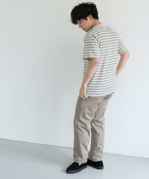 DANTON(ダントン)の「DANTON クルーネック半袖ボーダーポケットTシャツ(Tシャツ/カットソー・メンズ・ホワイト系その他/ブルー系その他/ブラウン系その他・42/40/38)」の14枚目の写真