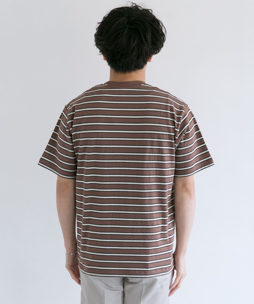 DANTON(ダントン)の「DANTON クルーネック半袖ボーダーポケットTシャツ(Tシャツ/カットソー・メンズ・ホワイト系その他/ブルー系その他/ブラウン系その他・42/40/38)」の20枚目の写真