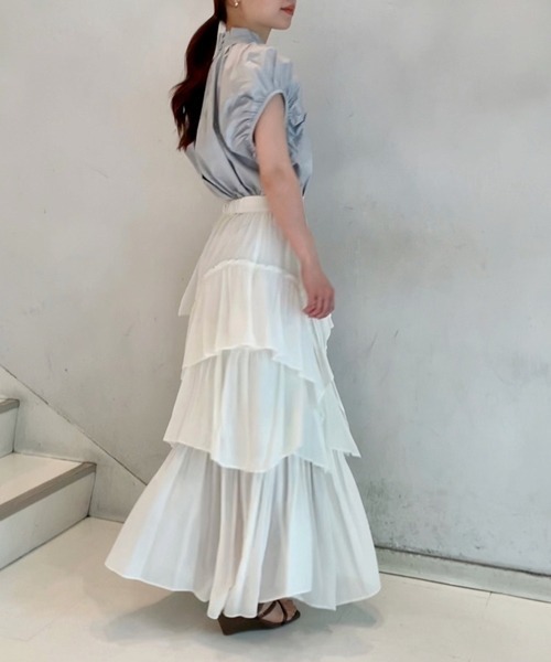 SNIDEL（スナイデル）の「ボリュームティアードスカート（スカート・レディース・ホワイト/ドット/カーキ・0/1）」の18枚目の写真