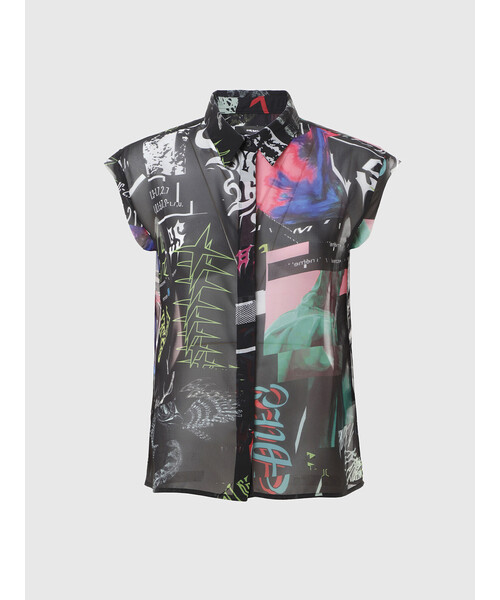 DIESEL(ディーゼル)の「レディース シャツ ノースリーブ オールオーバープリント(シャツ/ブラウス・レディース・ブラック・LARGE/MEDIUM/SMALL)」の6枚目の写真