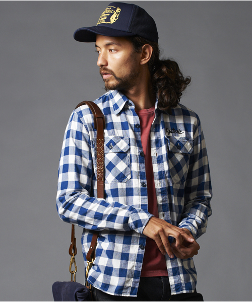 HYSTERIC GLAMOUR（ヒステリックグラマー）の「GO MICHIGAN刺繍 長袖ワークSH（シャツ/ブラウス・メンズ・ブルー系その他/ネイビー・LARGE/MEDIUM/SMALL）」の2枚目の写真