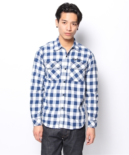 HYSTERIC GLAMOUR（ヒステリックグラマー）の「GO MICHIGAN刺繍 長袖ワークSH（シャツ/ブラウス・メンズ・ブルー系その他/ネイビー・LARGE/MEDIUM/SMALL）」の3枚目の写真