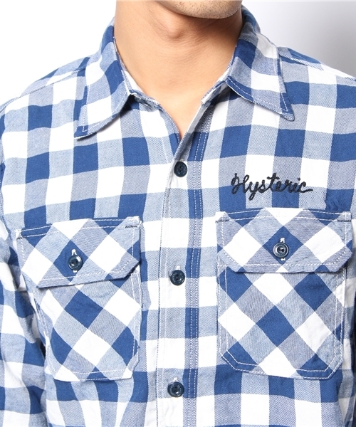 HYSTERIC GLAMOUR（ヒステリックグラマー）の「GO MICHIGAN刺繍 長袖ワークSH（シャツ/ブラウス・メンズ・ブルー系その他/ネイビー・LARGE/MEDIUM/SMALL）」の6枚目の写真