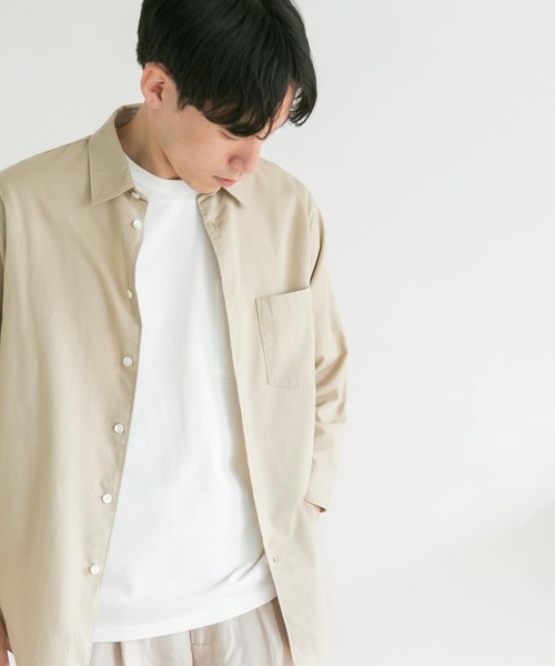 URBAN RESEARCH DOORS（アーバンリサーチドアーズ）の「パナマドビー7分袖シャツ（シャツ/ブラウス・メンズ・ベージュ/ブルー系その他/オフホワイト/ベージュ系その他・40/38）」の2枚目の写真