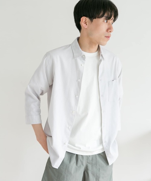 URBAN RESEARCH DOORS（アーバンリサーチドアーズ）の「パナマドビー7分袖シャツ（シャツ/ブラウス・メンズ・ベージュ/ブルー系その他/オフホワイト/ベージュ系その他・40/38）」の5枚目の写真