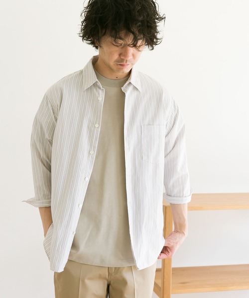 URBAN RESEARCH DOORS（アーバンリサーチドアーズ）の「パナマドビー7分袖シャツ（シャツ/ブラウス・メンズ・ベージュ/ブルー系その他/オフホワイト/ベージュ系その他・40/38）」の14枚目の写真