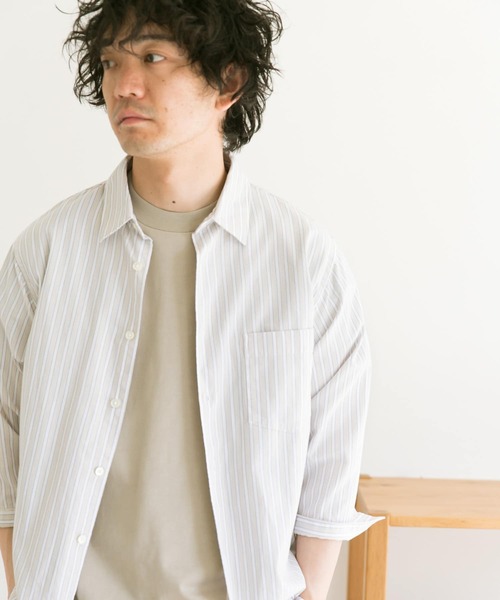 URBAN RESEARCH DOORS（アーバンリサーチドアーズ）の「パナマドビー7分袖シャツ（シャツ/ブラウス・メンズ・ベージュ/ブルー系その他/オフホワイト/ベージュ系その他・40/38）」の15枚目の写真