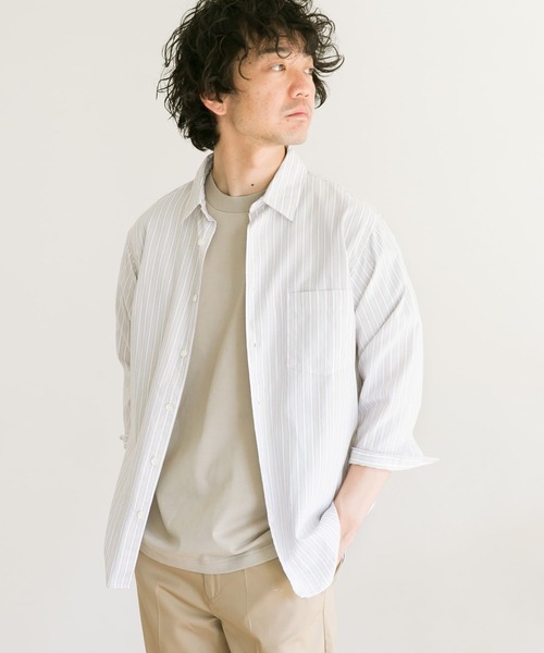 URBAN RESEARCH DOORS（アーバンリサーチドアーズ）の「パナマドビー7分袖シャツ（シャツ/ブラウス・メンズ・ベージュ/ブルー系その他/オフホワイト/ベージュ系その他・40/38）」の16枚目の写真