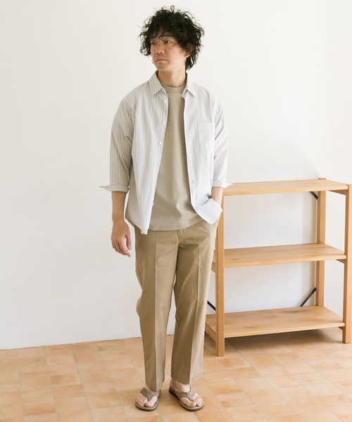 URBAN RESEARCH DOORS（アーバンリサーチドアーズ）の「パナマドビー7分袖シャツ（シャツ/ブラウス・メンズ・ベージュ/ブルー系その他/オフホワイト/ベージュ系その他・40/38）」の18枚目の写真