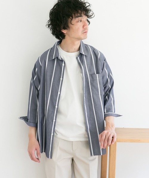 URBAN RESEARCH DOORS（アーバンリサーチドアーズ）の「パナマドビー7分袖シャツ（シャツ/ブラウス・メンズ・ベージュ/ブルー系その他/オフホワイト/ベージュ系その他・40/38）」の21枚目の写真