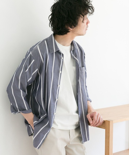 URBAN RESEARCH DOORS（アーバンリサーチドアーズ）の「パナマドビー7分袖シャツ（シャツ/ブラウス・メンズ・ベージュ/ブルー系その他/オフホワイト/ベージュ系その他・40/38）」の22枚目の写真