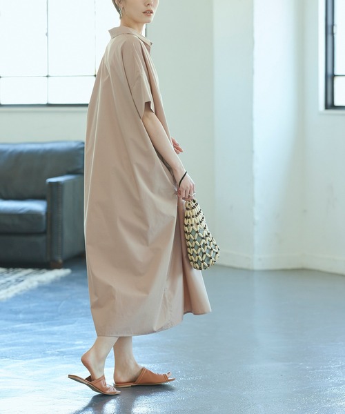 titivate（ティティベイト）の「ﾜｲﾄﾞｼﾙｴｯﾄｽｷｯﾊﾟｰｼｬﾂﾜﾝﾋﾟｰｽ（シャツワンピース・レディース・ベージュ/ブルー/ブラウン/ブラック・S/M）」の13枚目の写真