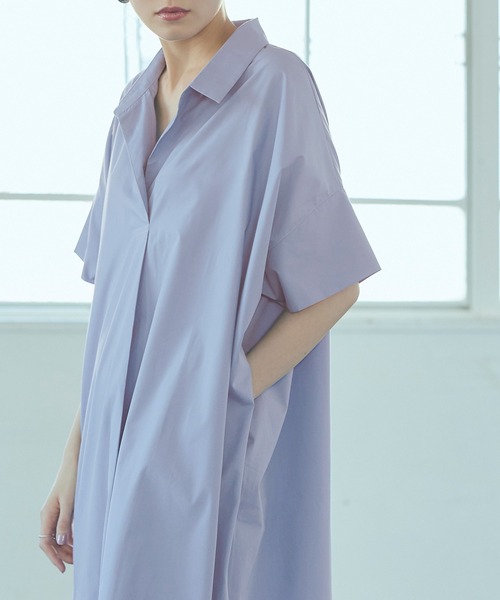 titivate（ティティベイト）の「ﾜｲﾄﾞｼﾙｴｯﾄｽｷｯﾊﾟｰｼｬﾂﾜﾝﾋﾟｰｽ（シャツワンピース・レディース・ベージュ/ブルー/ブラウン/ブラック・S/M）」の15枚目の写真