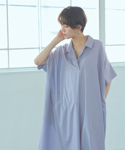 titivate（ティティベイト）の「ﾜｲﾄﾞｼﾙｴｯﾄｽｷｯﾊﾟｰｼｬﾂﾜﾝﾋﾟｰｽ（シャツワンピース・レディース・ベージュ/ブルー/ブラウン/ブラック・S/M）」の16枚目の写真