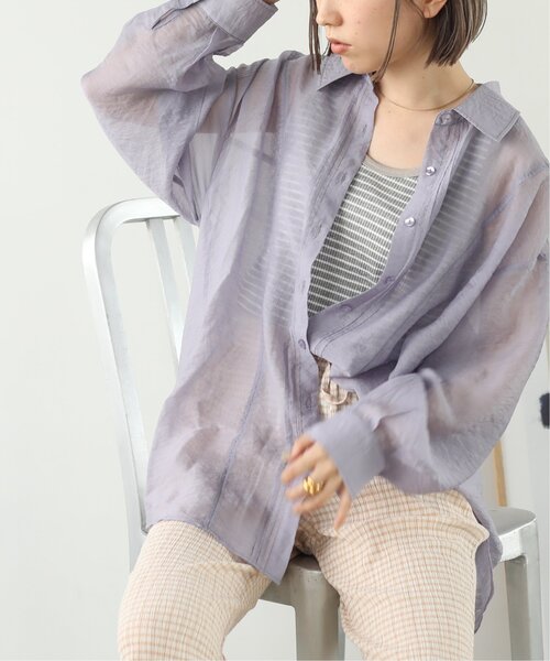 RAY CASSIN(レイカズン)の「シアータックシャツ(シャツ/ブラウス・レディース・ベージュ/パープル/オレンジ・FREE)」の2枚目の写真