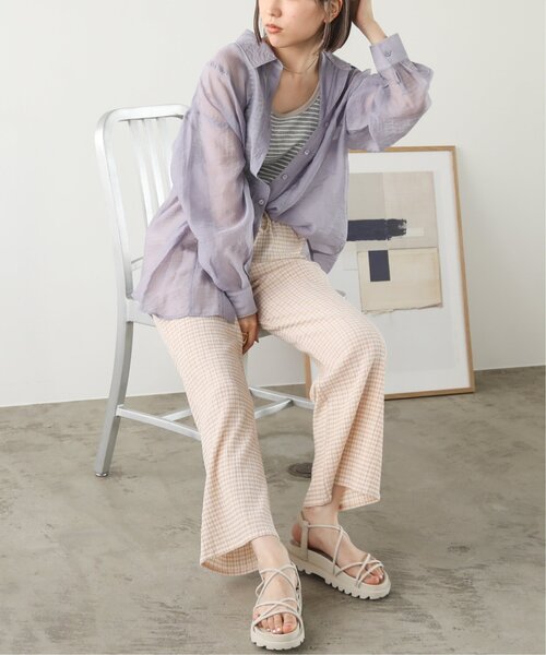 RAY CASSIN(レイカズン)の「シアータックシャツ(シャツ/ブラウス・レディース・ベージュ/パープル/オレンジ・FREE)」の13枚目の写真