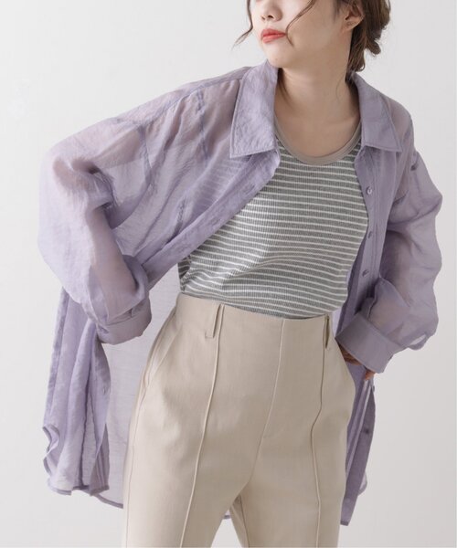 RAY CASSIN(レイカズン)の「シアータックシャツ(シャツ/ブラウス・レディース・ベージュ/パープル/オレンジ・FREE)」の14枚目の写真