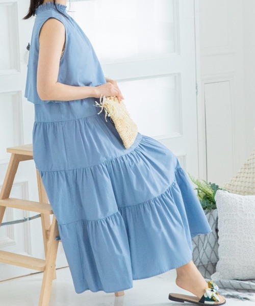 Mysa&Liina(ミーサリーナ)の「レイヤードノースリティアードワンピース(ワンピース・レディース・ブラック/ベージュ/オフホワイト/イエロー/ブルー・M)」の10枚目の写真