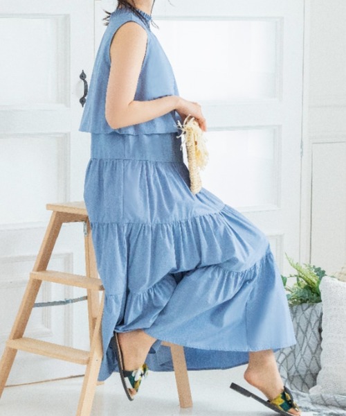 Mysa&Liina(ミーサリーナ)の「レイヤードノースリティアードワンピース(ワンピース・レディース・ブラック/ベージュ/オフホワイト/イエロー/ブルー・M)」の11枚目の写真