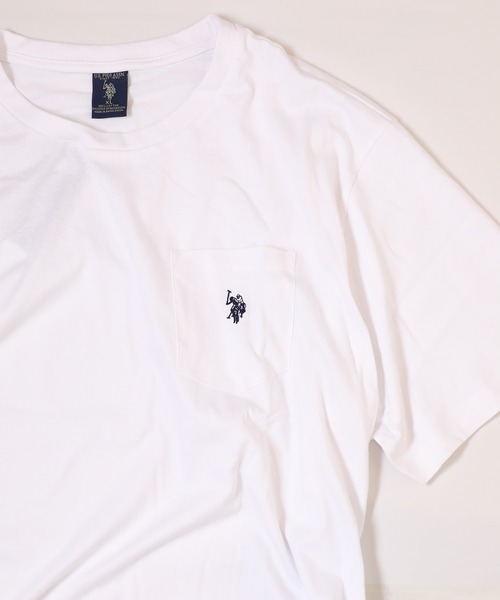 U.S. POLO ASSN.（ユーエスポロアッスン）の「U.S. POLO ASSN./ビッグシルエット ワンポイント刺繍 ポケットクルーネック 半袖Ｔシャツ 3902（Tシャツ/カットソー・メンズ・ホワイト/ブラック/ネイビー/グレー・SMALL/MEDIUM/LARGE/X-LARGE）」の2枚目の写真