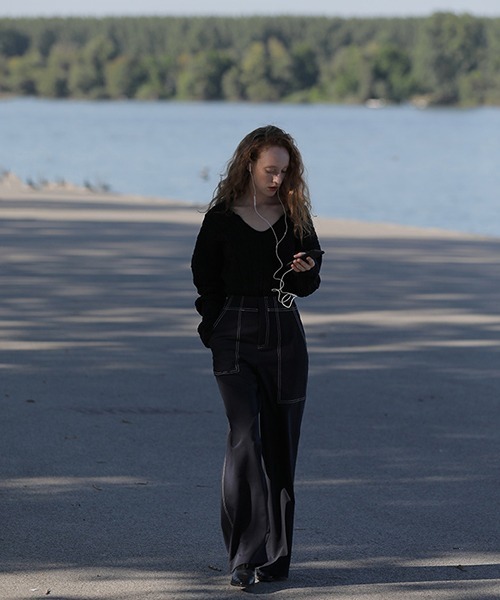 chuclla（チュクラ）の「ステッチ ワイドパンツ chw1551（その他パンツ・レディース・ダークネイビー・S/M/XS）」の11枚目の写真