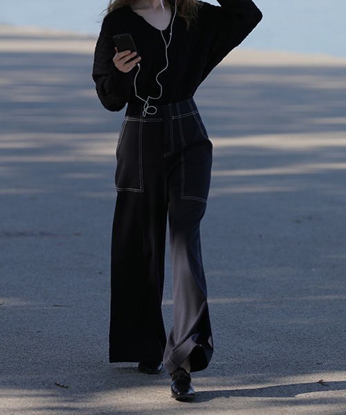 chuclla（チュクラ）の「ステッチ ワイドパンツ chw1551（その他パンツ・レディース・ダークネイビー・S/M/XS）」の12枚目の写真