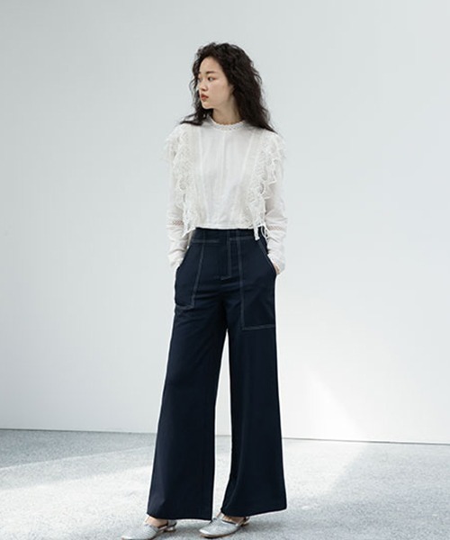 chuclla（チュクラ）の「ステッチ ワイドパンツ chw1551（その他パンツ・レディース・ダークネイビー・S/M/XS）」の15枚目の写真