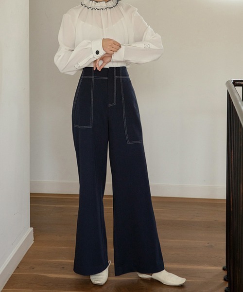 chuclla（チュクラ）の「ステッチ ワイドパンツ chw1551（その他パンツ・レディース・ダークネイビー・S/M/XS）」の18枚目の写真