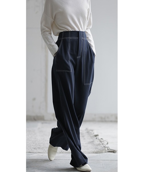 chuclla（チュクラ）の「ステッチ ワイドパンツ chw1551（その他パンツ・レディース・ダークネイビー・S/M/XS）」の22枚目の写真
