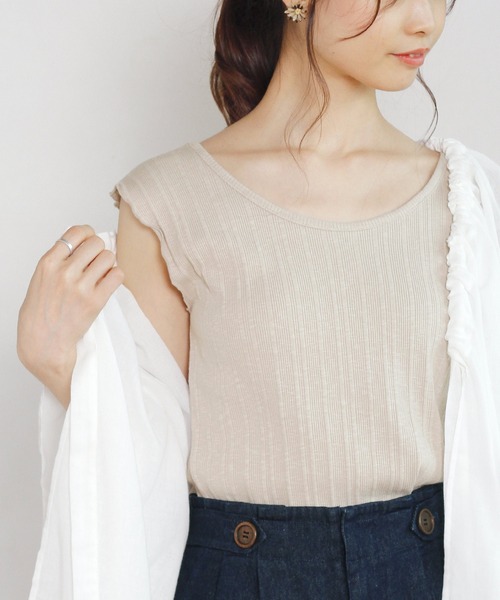 Crisp（クリスプ）の「2wayスラブリブタンク（タンクトップ・レディース・ベージュ/アイボリー・FREE）」の2枚目の写真