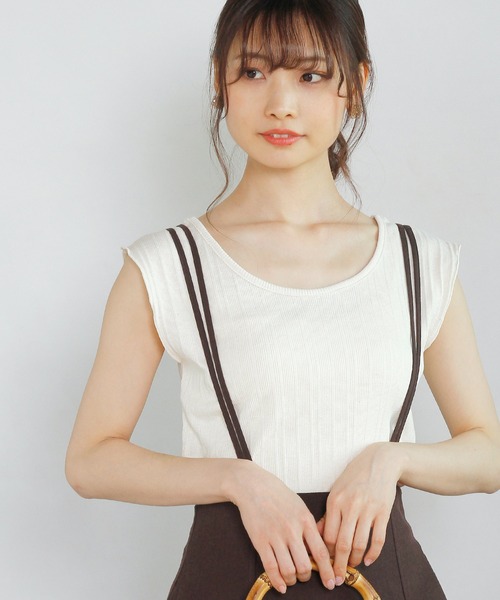 Crisp（クリスプ）の「2wayスラブリブタンク（タンクトップ・レディース・ベージュ/アイボリー・FREE）」の6枚目の写真