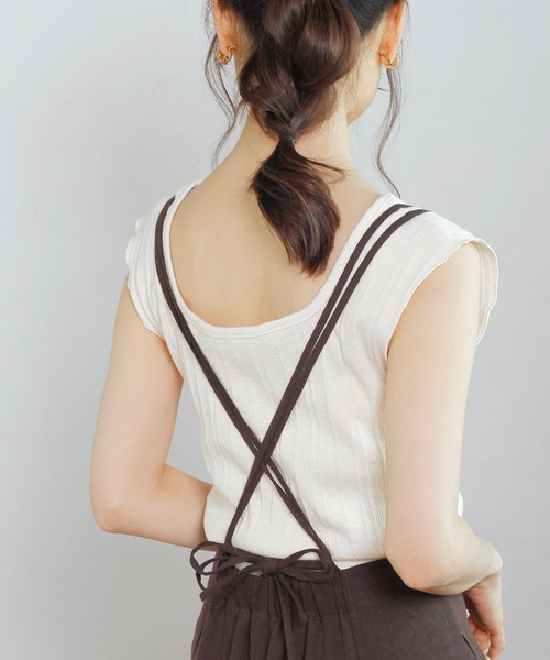 Crisp（クリスプ）の「2wayスラブリブタンク（タンクトップ・レディース・ベージュ/アイボリー・FREE）」の7枚目の写真