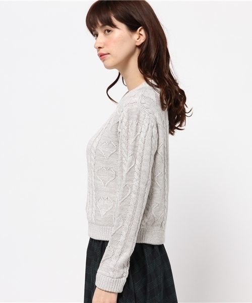 WEGO（ウィゴー）の「WEGO/ハートケーブルニット（ニット/セーター・レディース・杢グレー/サックスブルー/ライトパープル・FREE）」の5枚目の写真