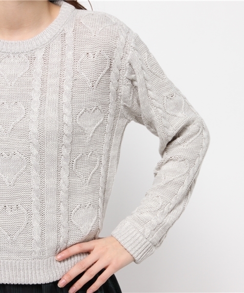 WEGO（ウィゴー）の「WEGO/ハートケーブルニット（ニット/セーター・レディース・杢グレー/サックスブルー/ライトパープル・FREE）」の8枚目の写真