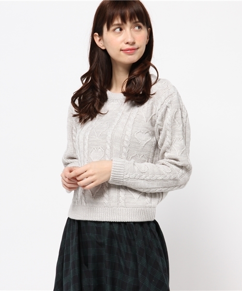 WEGO（ウィゴー）の「WEGO/ハートケーブルニット（ニット/セーター・レディース・杢グレー/サックスブルー/ライトパープル・FREE）」の12枚目の写真