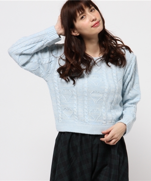 WEGO（ウィゴー）の「WEGO/ハートケーブルニット（ニット/セーター・レディース・杢グレー/サックスブルー/ライトパープル・FREE）」の13枚目の写真