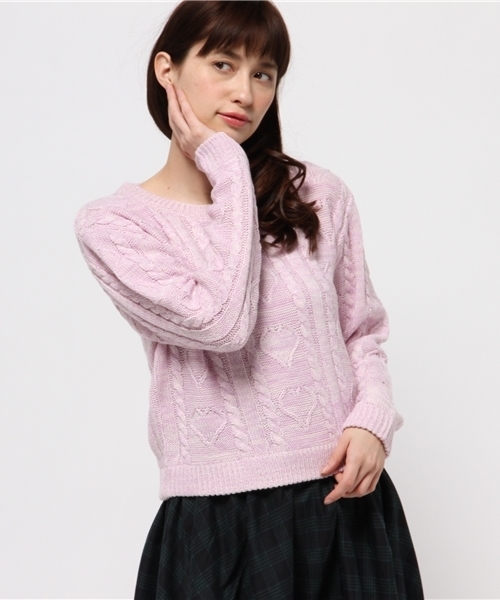 WEGO（ウィゴー）の「WEGO/ハートケーブルニット（ニット/セーター・レディース・杢グレー/サックスブルー/ライトパープル・FREE）」の14枚目の写真