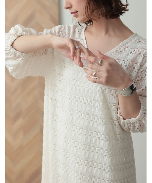 Re:EDIT(リエディ)の「3WAYボリュームスリーブレースワンピース×インナーキャミワンピース(ワンピース・レディース・ブラック/ブラウン/ホワイト/ベージュ・SHORT/TALL/LARGE/MEDIUM)」の18枚目の写真