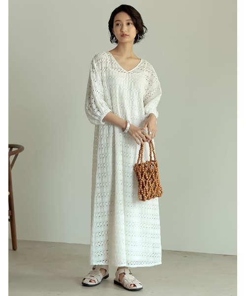 Re:EDIT(リエディ)の「3WAYボリュームスリーブレースワンピース×インナーキャミワンピース(ワンピース・レディース・ブラック/ブラウン/ホワイト/ベージュ・SHORT/TALL/LARGE/MEDIUM)」の19枚目の写真