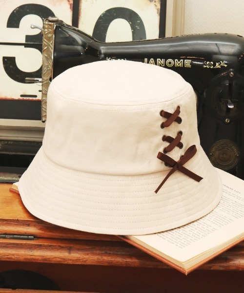 axes femme（アクシーズファム）の「レースアップバケットハット（ハット・レディース・ブラック/ピンク/モカ/キナリ・MEDIUM）」の2枚目の写真