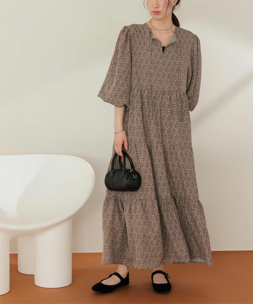 titivate（ティティベイト）の「前後2way花柄ティアードワンピース