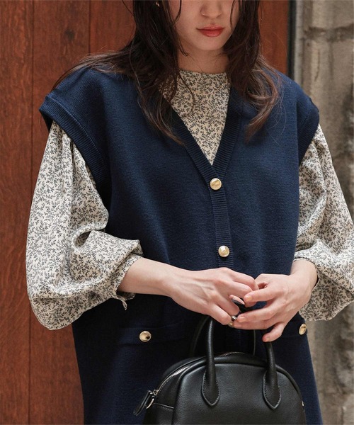 titivate（ティティベイト）の「前後2way花柄ティアードワンピース（ワンピース・レディース・アイボリー/ブラック/ブルー/ブラウン/ベージュ/ブラック系その他/ホワイト系その他・S/M/L/XS）」の9枚目の写真