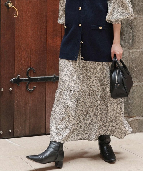 titivate（ティティベイト）の「前後2way花柄ティアードワンピース（ワンピース・レディース・アイボリー/ブラック/ブルー/ブラウン/ベージュ/ブラック系その他/ホワイト系その他・S/M/L/XS）」の13枚目の写真