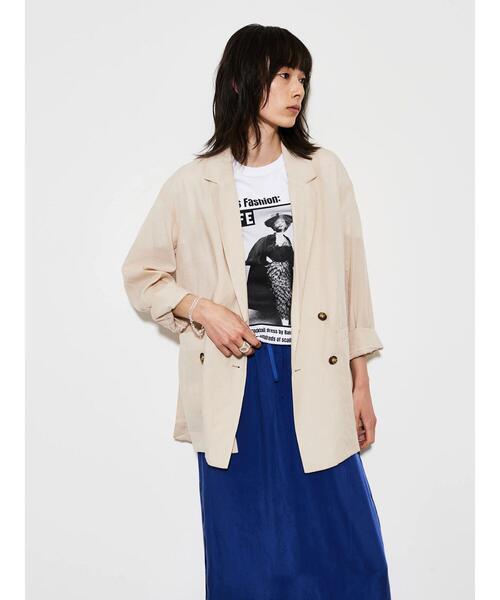 GARAGE OF GOOD CLOTHING(ガレージオブグッドクロージング)の「シアーダブルジャケット*(ブルゾン・レディース・ブラック/ベージュ・FREE)」の4枚目の写真