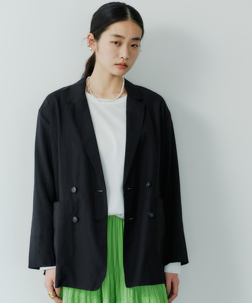 GARAGE OF GOOD CLOTHING(ガレージオブグッドクロージング)の「シアーダブルジャケット*(ブルゾン・レディース・ブラック/ベージュ・FREE)」の1枚目の写真