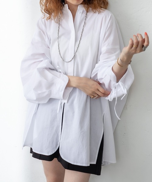 mystic(ミスティック)の「袖タックデザインシャツ(シャツ/ブラウス・レディース・ベージュ/オフホワイト/オレンジ/ブルー・FREE)」の19枚目の写真