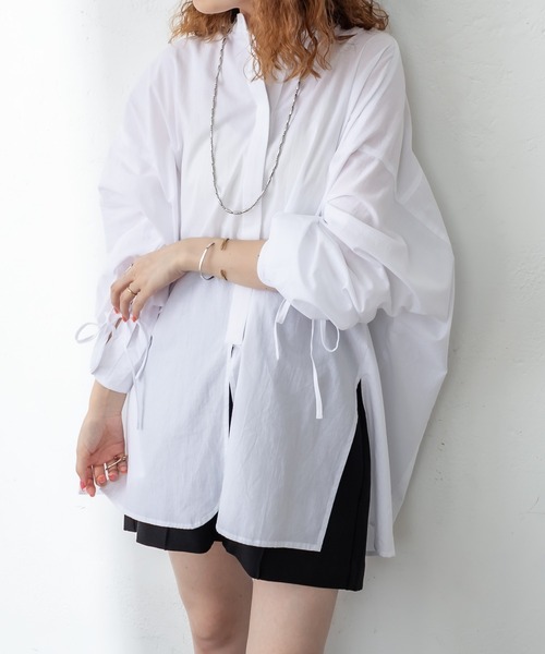 mystic(ミスティック)の「袖タックデザインシャツ(シャツ/ブラウス・レディース・ベージュ/オフホワイト/オレンジ/ブルー・FREE)」の11枚目の写真