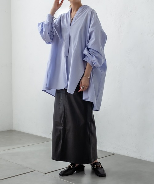 mystic(ミスティック)の「袖タックデザインシャツ(シャツ/ブラウス・レディース・ベージュ/オフホワイト/オレンジ/ブルー・FREE)」の20枚目の写真