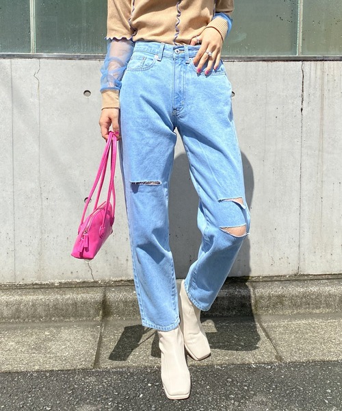 AS KNOW AS PINKY(アズノゥアズピンキー)の「バリエーションスタンダードデニム(デニムパンツ・レディース・インディゴブルー/ブルー系その他/ライトインディゴブルー・S/M/L)」の3枚目の写真